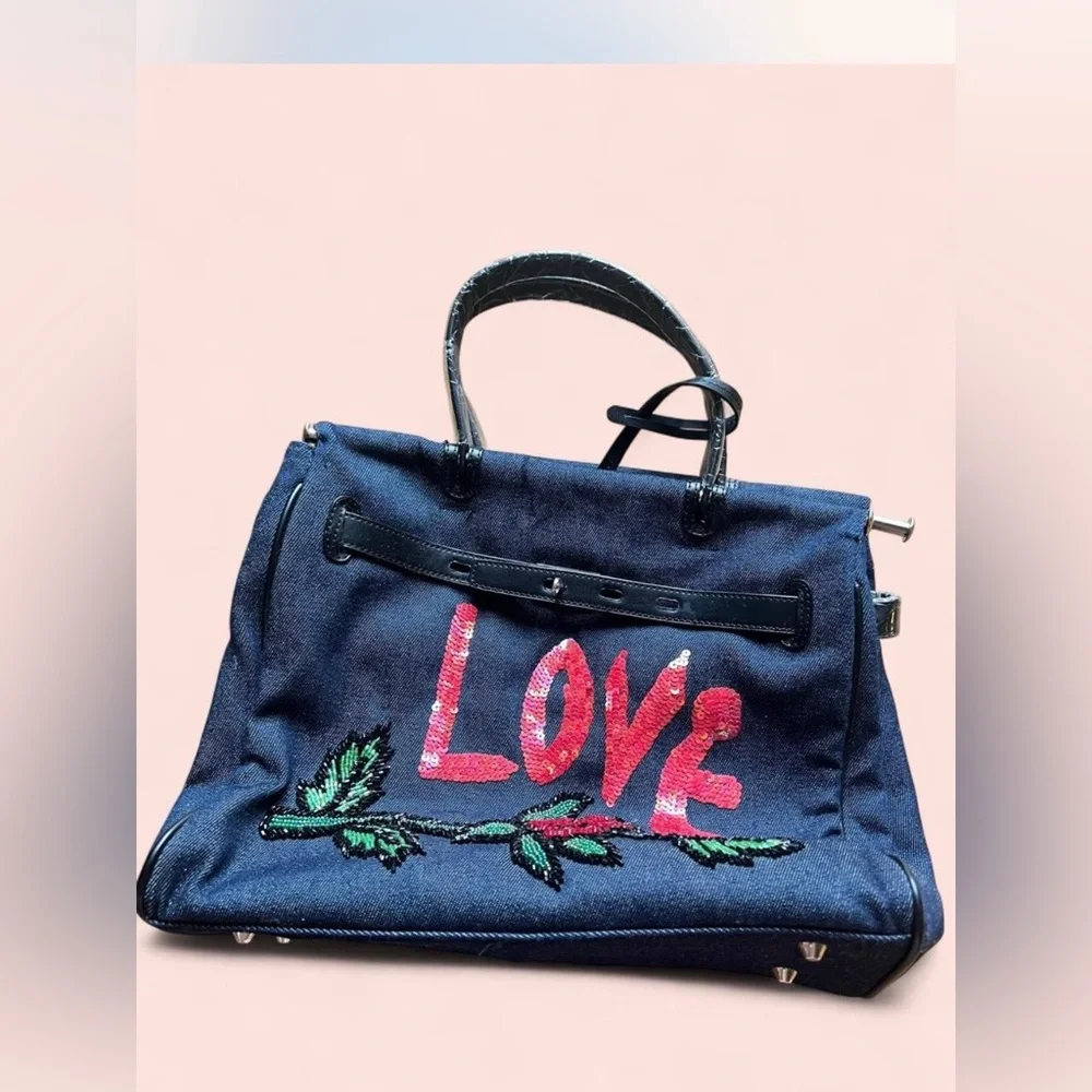 Embroidered Love Handbag with New Straps, NWOT - Picture 1 of 5